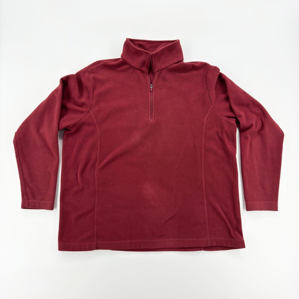 Lands’ End Women’s Fleece Pullover Size L/P 14-16 Burgundy Half Zip Warm Top